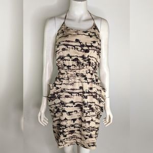 Cream & Black Halter Dress With Pockets Womens S